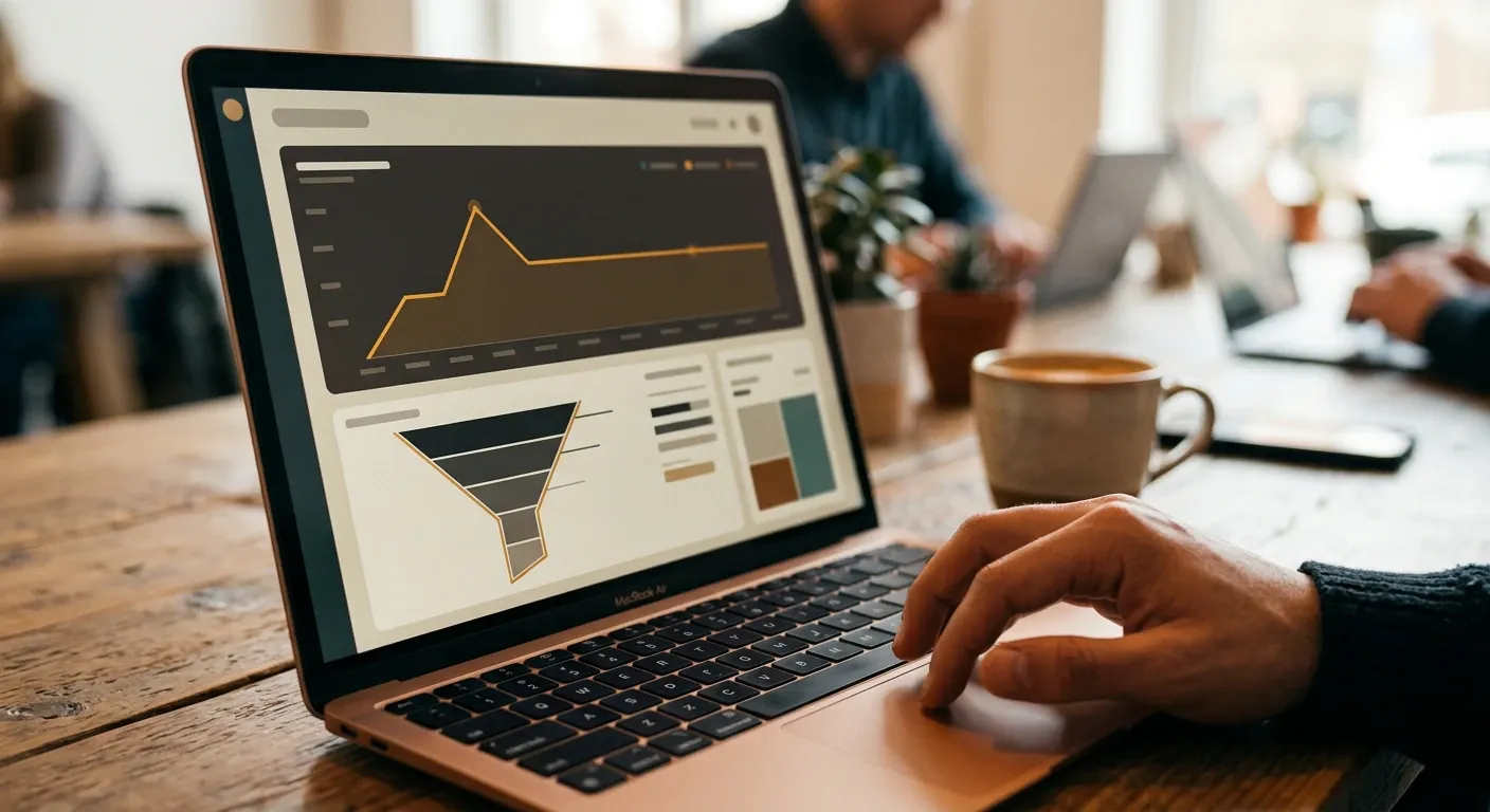 Analytics dashboard showing users dropping off after sign-up