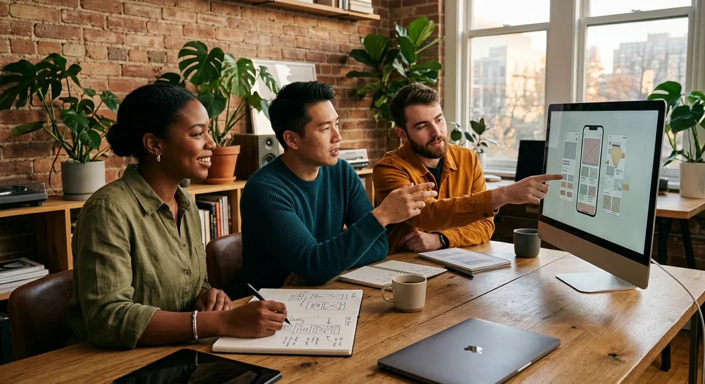 HiveMinds.io team reviewing a product together