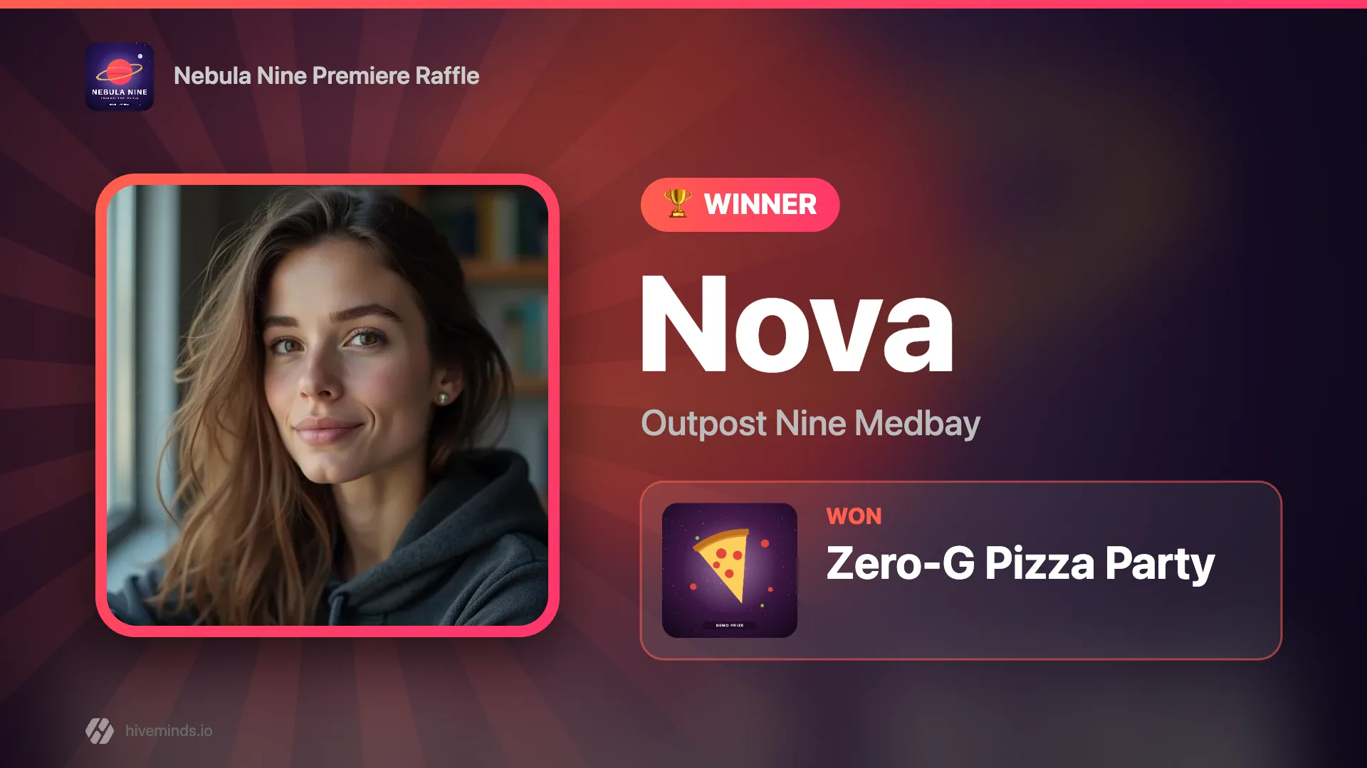 HiveMinds Raffles live winner screen