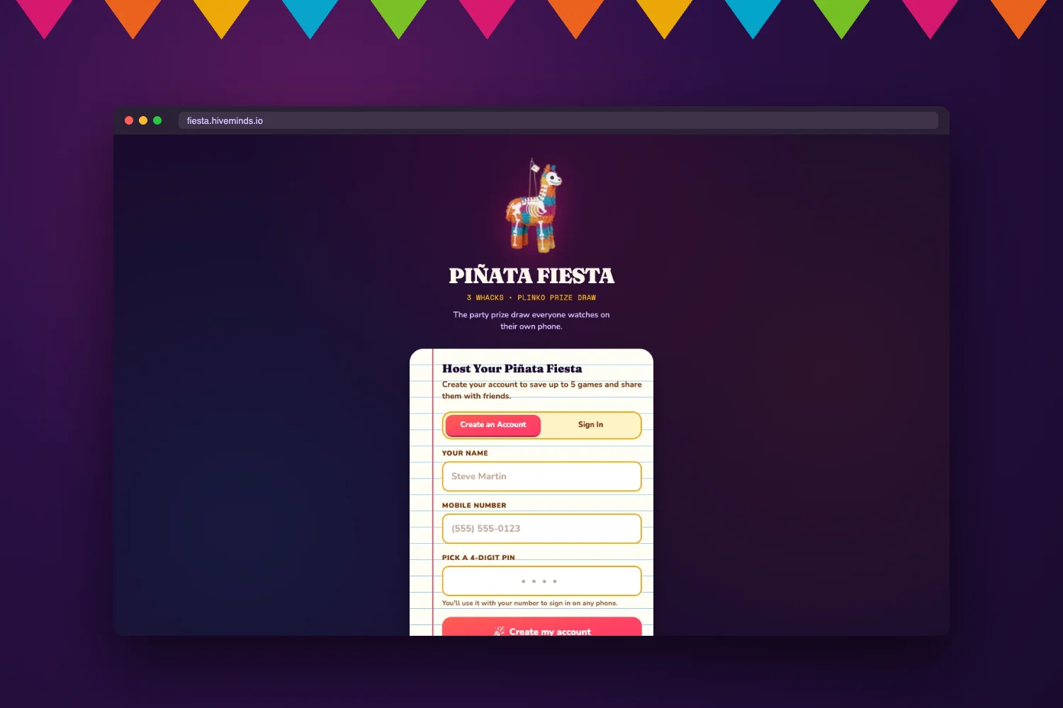 Piñata Fiesta homepage